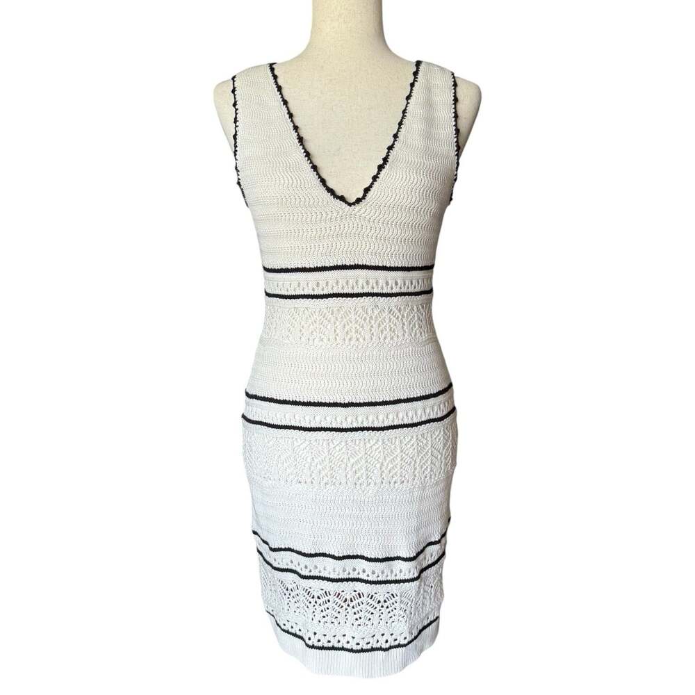 Abercrombie & Fitch White Crochet Knit Mini Dress Bodycon Sleeveless Lined XS - Picture 4 of 12